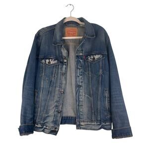 Levi Jean Jacket Men Medium Distress Causal Relax Fit Fal Layer